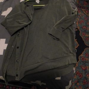 Olive Green Side-Snap long-sleeve shirt